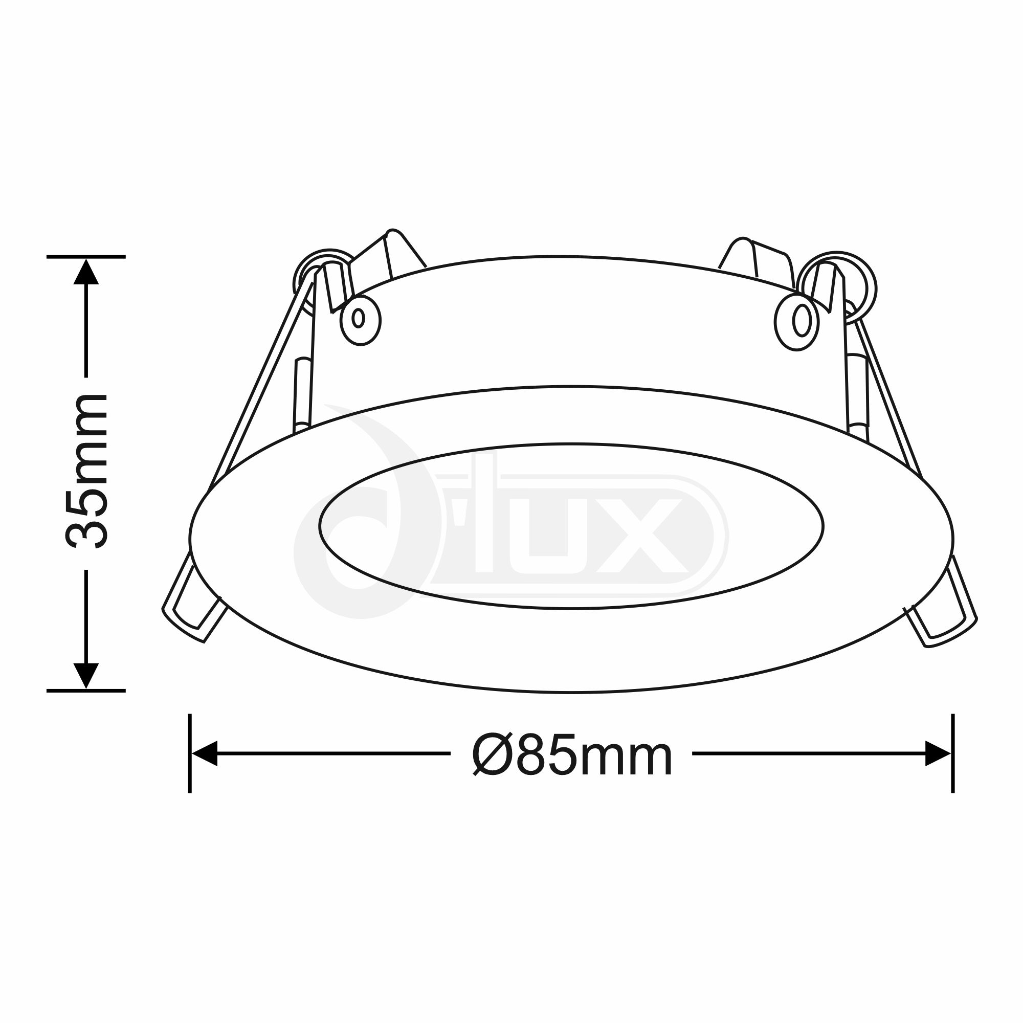 Bruve 12 Tridonic powered 12W 4000K 1200lm 12° LED Engine,350mA , CRI>90 LED Engine Matt White Fixed Round Recessed Downlight, Inner Glass cover, IP65 DM201527  Dlux Bruve 12 IP65